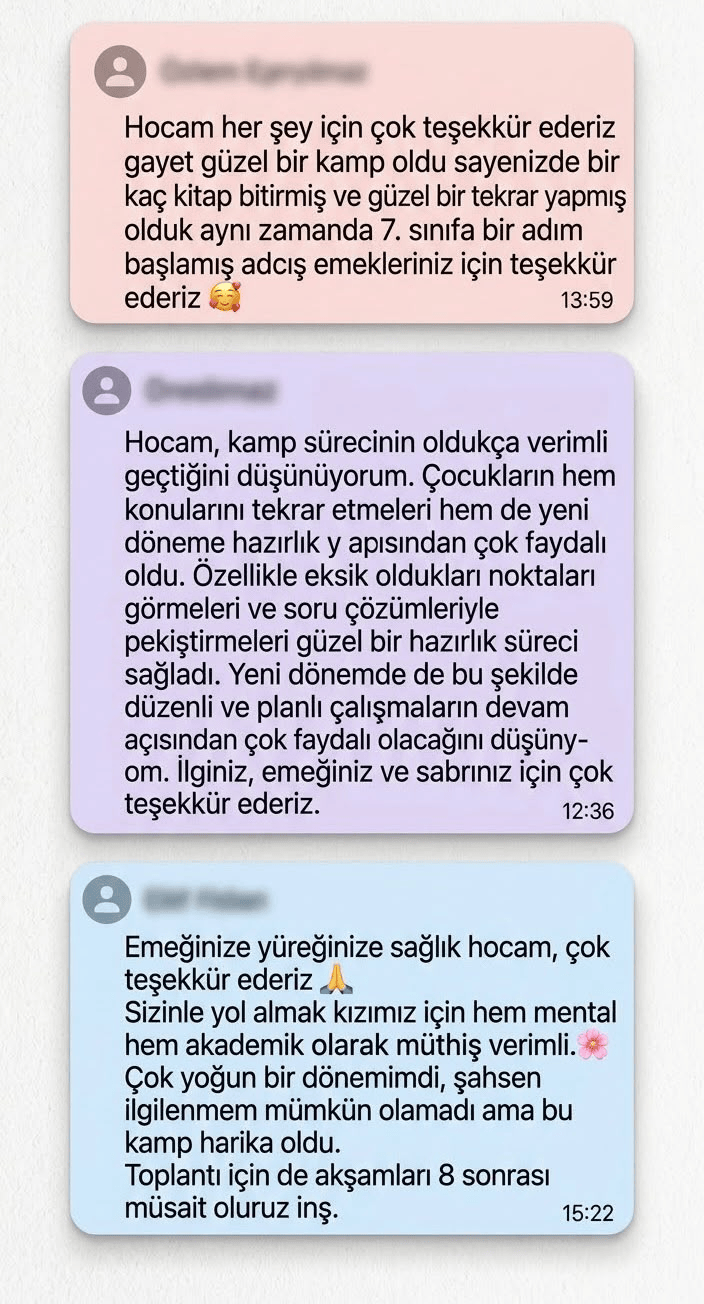 BİREYSEL DERSLERİMİZE VE GRUP DERSLERİMİZE GELEN VELİ YORUMLARI
